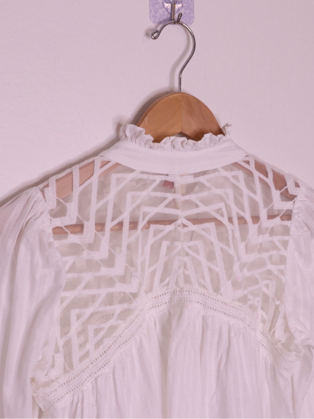Pilcro Anthropologie White Embroidered Cotton Blouse Size 8 - Picture 7 of 8
